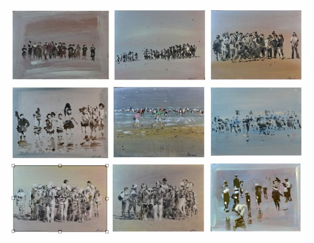 Plage, Années 2020, huile sur panneau 0,24 m x0,30 m