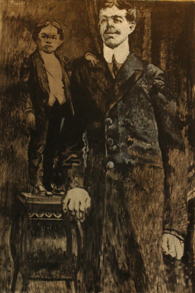 "Portrait d'un Géant et d'un nain", année 1978, Huile sur toile, 0,72 m x 0,93 m