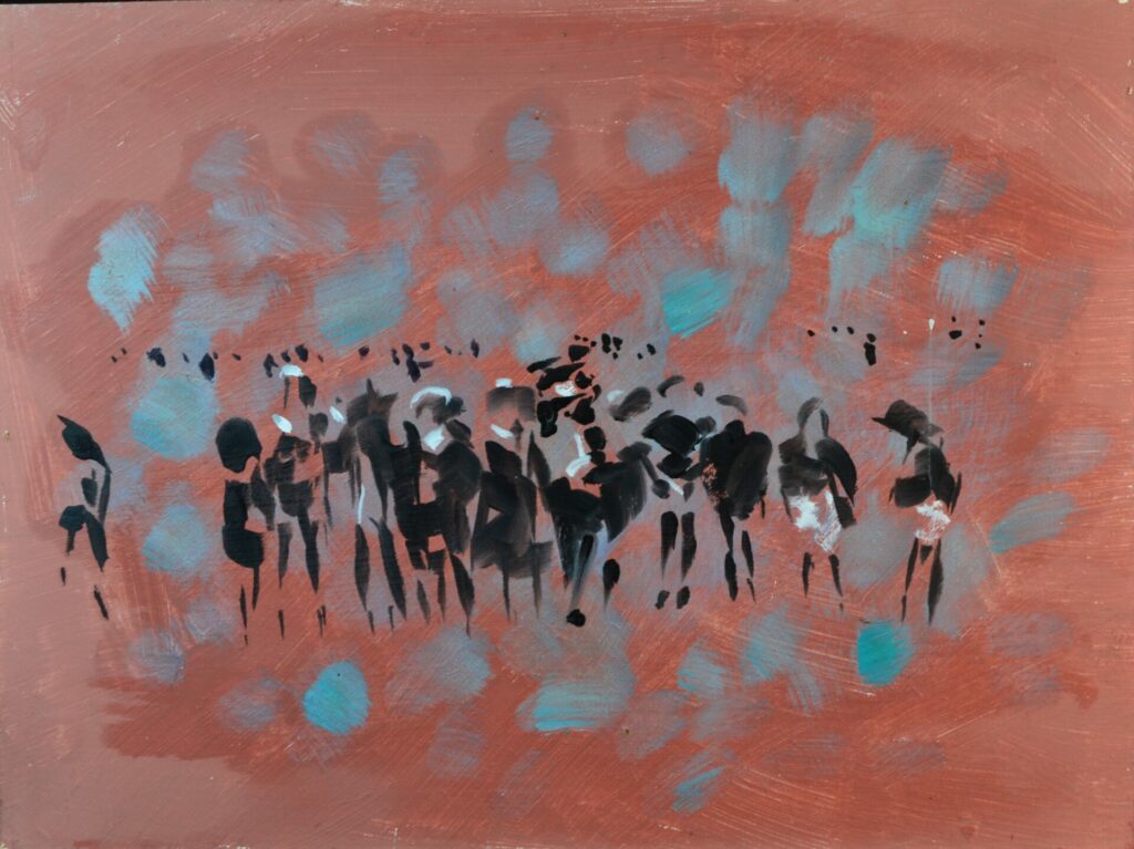 Plage, Années 2020, huile sur panneau 0,24 m x0,30 m